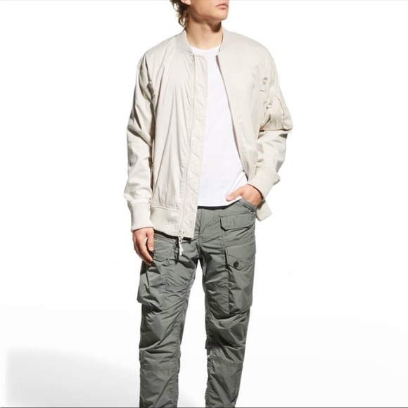 STAMPD Mens Unisex Off White Beige Bomber Jacket